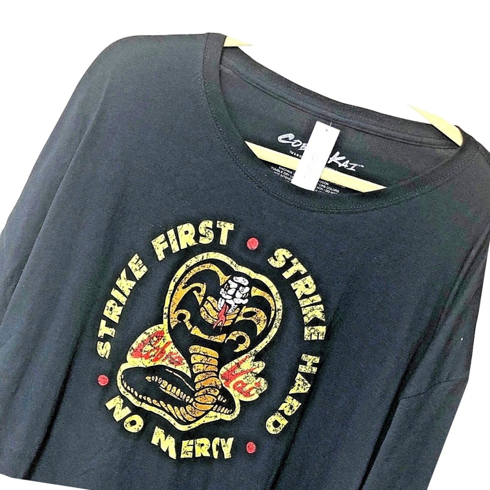 NWT Cobra Kai T Shirt Mens 3XT Blak Karate Kid Strike First Strike Hard No Mercy